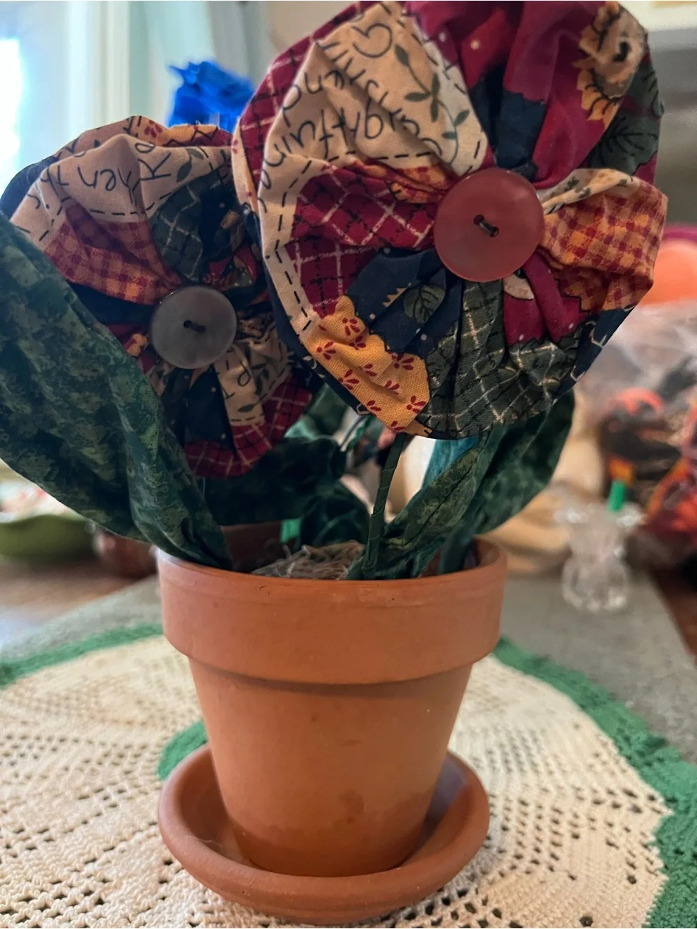 Vintage Yo-Yo Flowers Handmade Super Cute Quilting